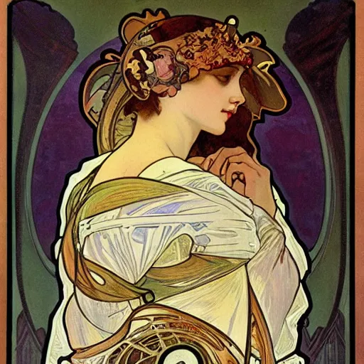 Prompt: masterpiece by Alphonse Mucha