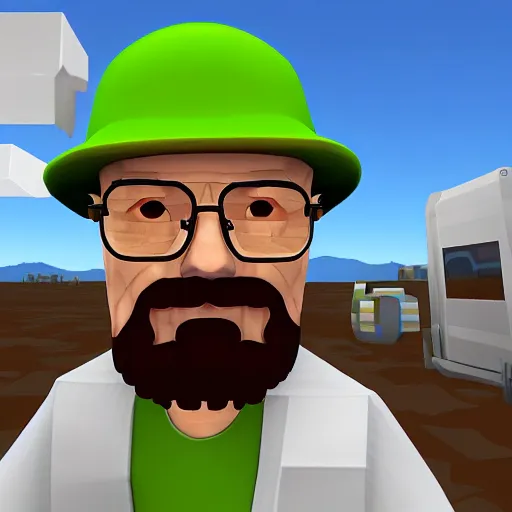 Prompt: walter white in roblox game natural disaster survival