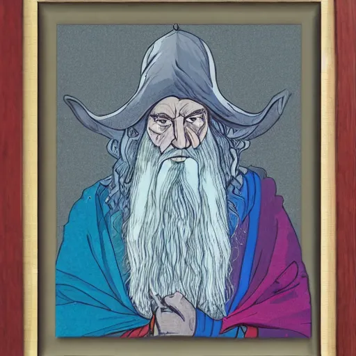 Prompt: Gandalf pondering his orb by Henry Gray, Colourful