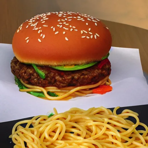 Image similar to mcdonalds spaghetti burger