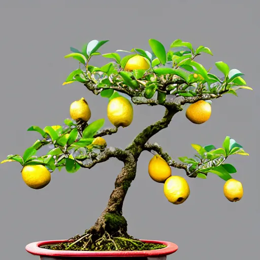 Image similar to bonsai fruit tree with lemons!! but minimalistic concept art by frank stella gilleard james whalen tom, colorful, soft light, trending on artstation, minimalism