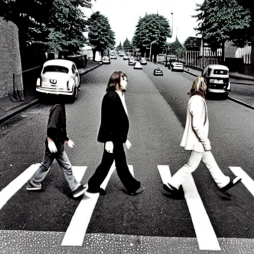 Image similar to Kurt cobain crossing abbey road