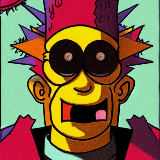 Image similar to illustration of bart simpson in the style of wayne barlowe