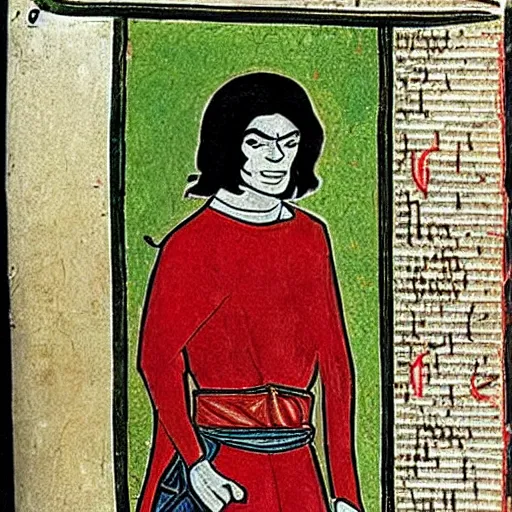 Image similar to medieval manuscript art of michael jackson