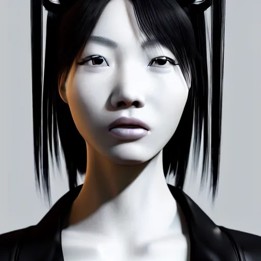 Image similar to closeup portrait of an absurdly beautiful, graceful, sophisticated, fashionable cyberpunk chinese girl, queen of the capital of the world year 3 0 0 0, an ultrafine hyperdetailed illustration by irakli nadar, matt wisniewski style, intricate linework, porcelain skin, unreal engine 5 highly rendered, global illumination, radiant light, detailed and intricate environment