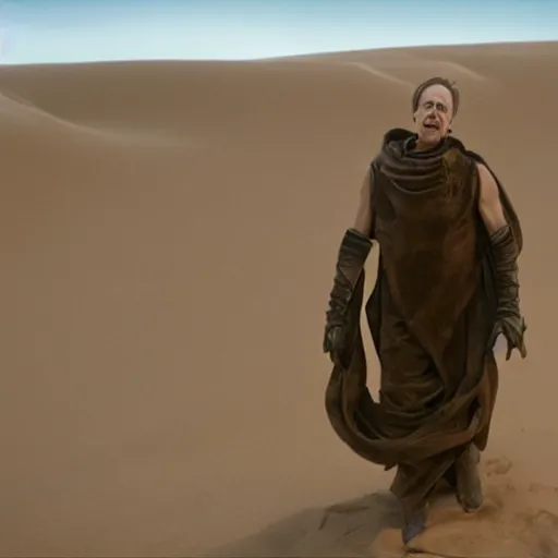 Image similar to photo of Steve buscemi as a sandworm from Dune, sharp lighting, high contrast