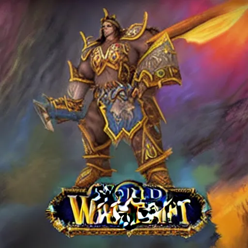 Image similar to world of warcraft tier 6 warrior sponsored by crayola