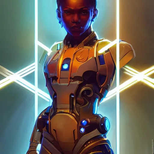 Image similar to symmetry! futuristic robotic, apex legends, epic lighting, illustration, highly detailed, art by artgerm and greg rutkowski and alphonse mucha