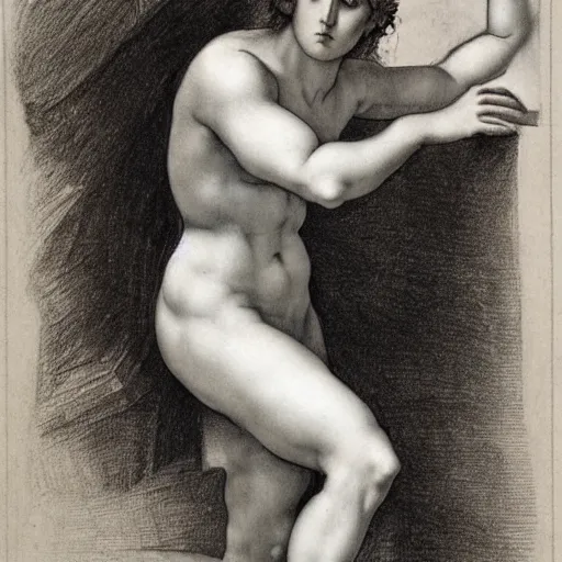 Image similar to of pencil sketches on paper of the female form by michelangelo