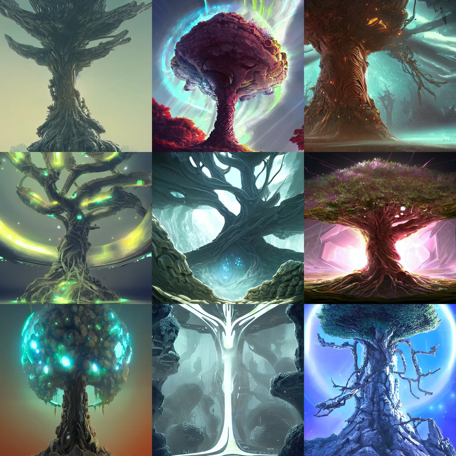 Prompt: ancient futuristic tree, artstation, digital art