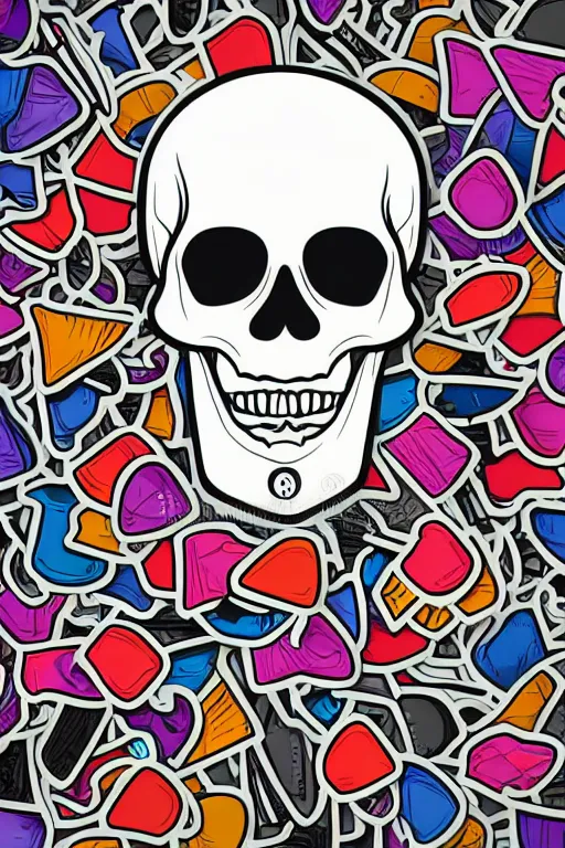 Image similar to A portrait of a skeleton in a suit, sticker, colorful, illustration, highly detailed, smooth and clean vector curves, no jagged lines, vector art, smooth