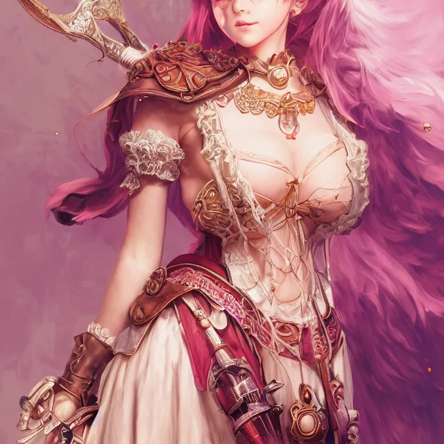 Prompt: studio portrait of neutral good colorful female cleric bard healer as absurdly beautiful, elegant, young gravure idol, ultrafine hyperdetailed face illustration by kim jung gi, irakli nadar, intricate linework, sharp focus, bright colors, octopath traveler, final fantasy, unreal engine highly rendered, global illumination, radiant light, detailed and intricate environment