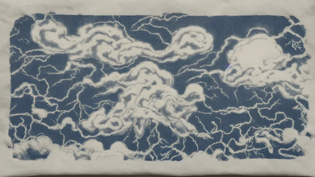 Image similar to cyanotype programmable thunderhead apparition