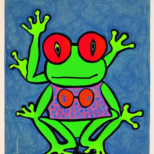 Prompt: a frog, pop art style, by Jasper Johns