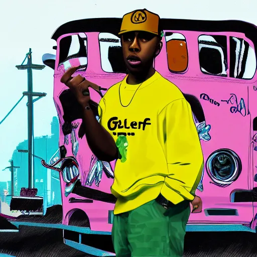 Image similar to tyler the creator in gta v style art