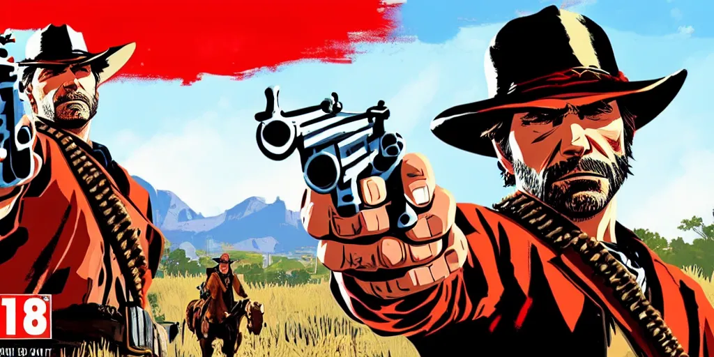 Prompt: red dead redemption 2 in the style of breath of the wild