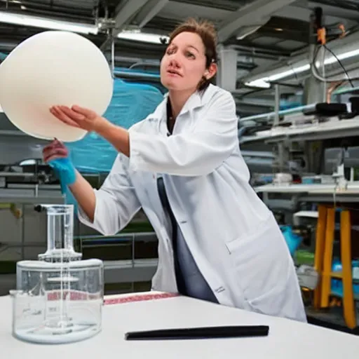 Image similar to scientist accidentally inflated by her own experiment