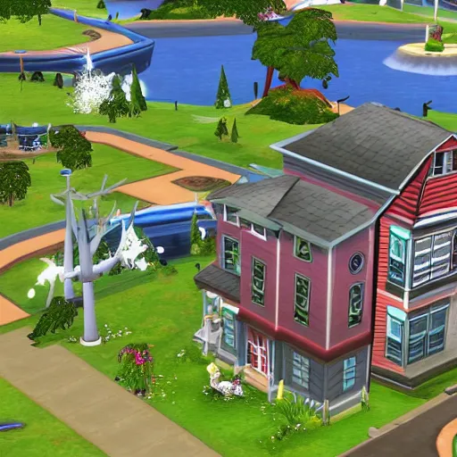 Prompt: tornado in the sims 2