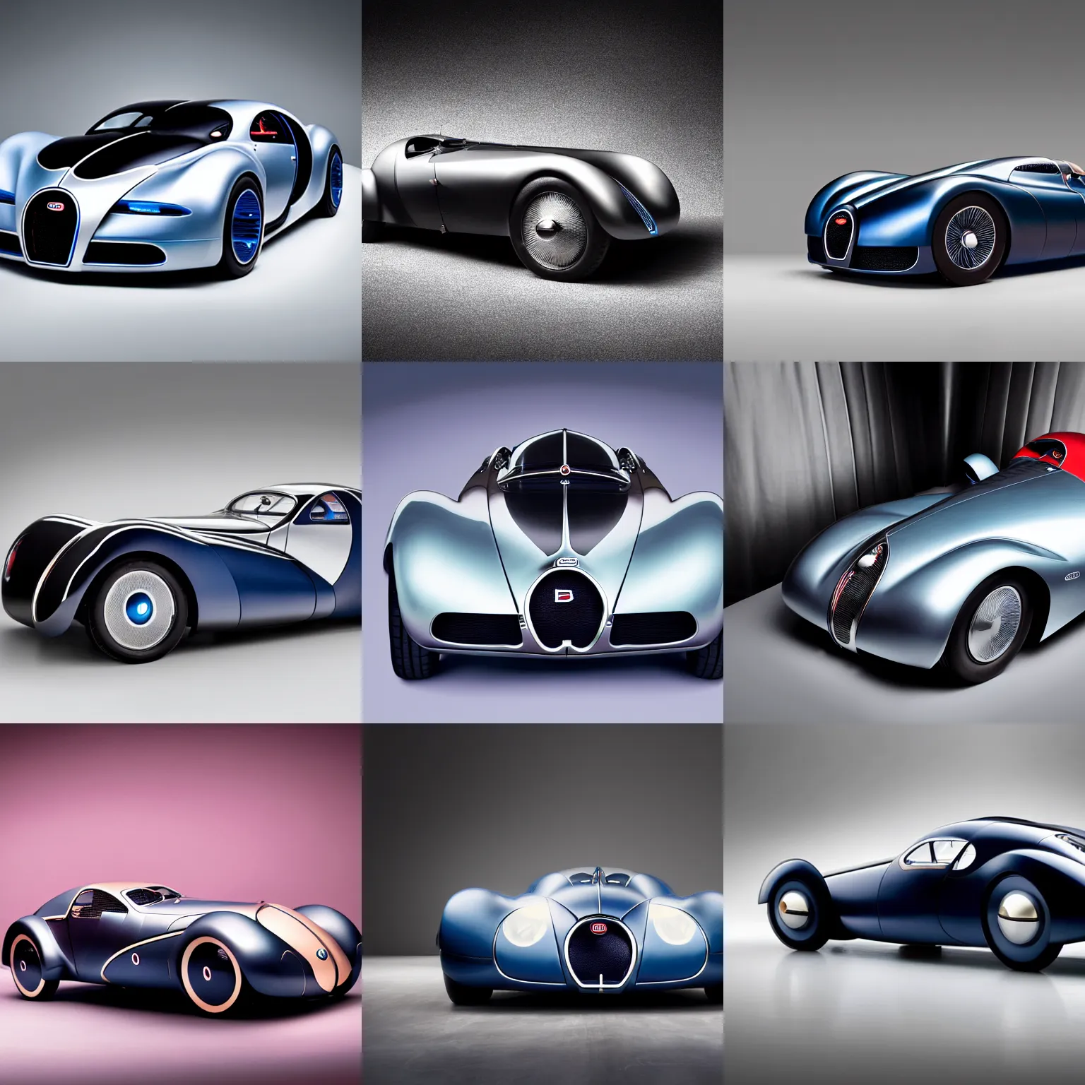 Prompt: a futuristic bugatti type 5 7 sc atlantic concept, studio lighting, award - winning car magazine photography