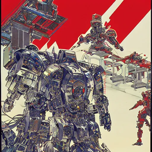 Image similar to a fullmetal neon robot crosses the infinity tori gates between reality and simulation, hanafuda oil on canvas by ivan shishkin, james jean and yoji shinkawa