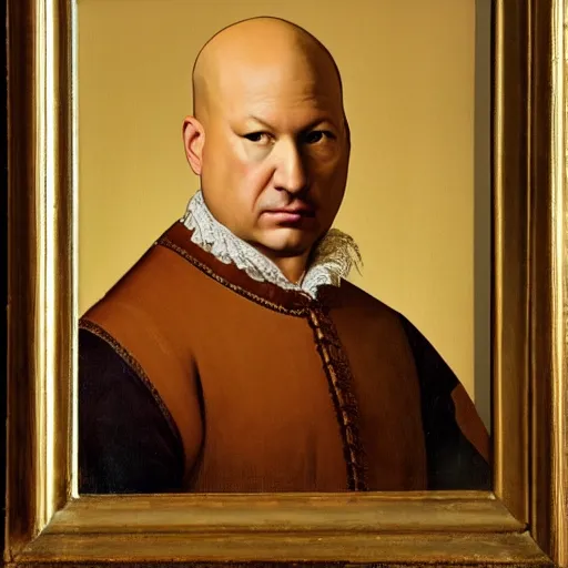 Image similar to a renaissance style portrait painting of Evan Handler