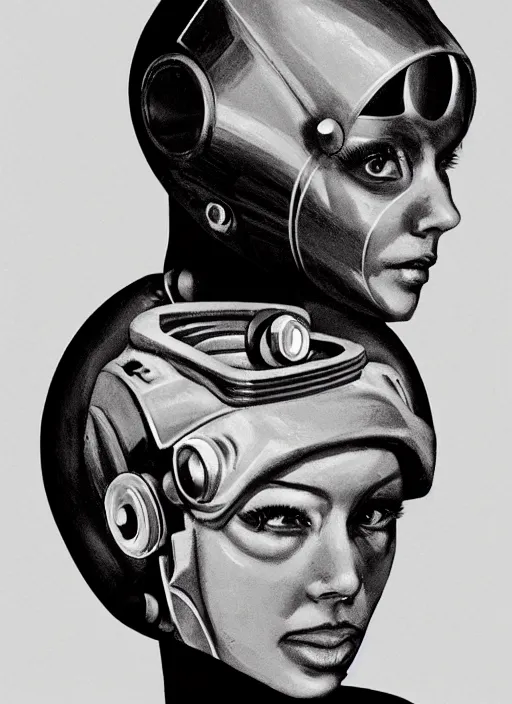 Image similar to portrait of robot queen with chrome skin and sodium dome car headlights for eyes