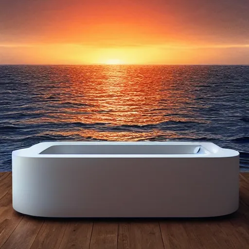 Image similar to a dirty public bathroom stall floating in the middle of the ocean, sunset, ultra realistic digital art, 4k, cgsociety, HDR, Intricate