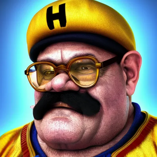 Image similar to stunning award winning hyperrealistic hdr 8 k highly detailed portrait photo of wario as a real human