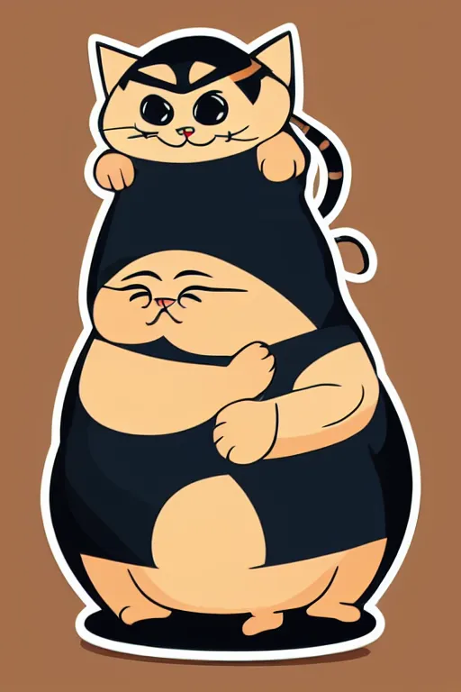 Image similar to Cat that is a sumo wrestler, sticker, colorful, illustration, highly detailed, simple, smooth and clean vector curves, no jagged lines, vector art, smooth