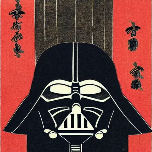 Prompt: darth vader in the style of ancient japanese paintings