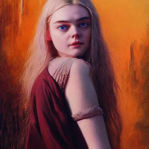 Prompt: portrait of a elle fanning in the world of bruce pennington, detailed realism face in painting, detailed beautiful portrait, oil painting masterpiece, 8 k resolution, smooth, sharp focus, trending on artstation, by rembrandt