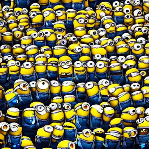 Prompt: “The minions from Despicable me crowding around jesus, 4K, sunny day, wide angle, highly detailed”