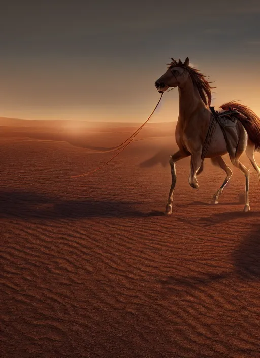 Image similar to man backpacking horse in desert, volumetric lighting, beautiful, golden hour, sharp focus, ultra detailed, cgsociety by leesha hannigan, ross tran, thierry doizon, kai carpenter, ignacio fernandez rios, noir photorealism, film