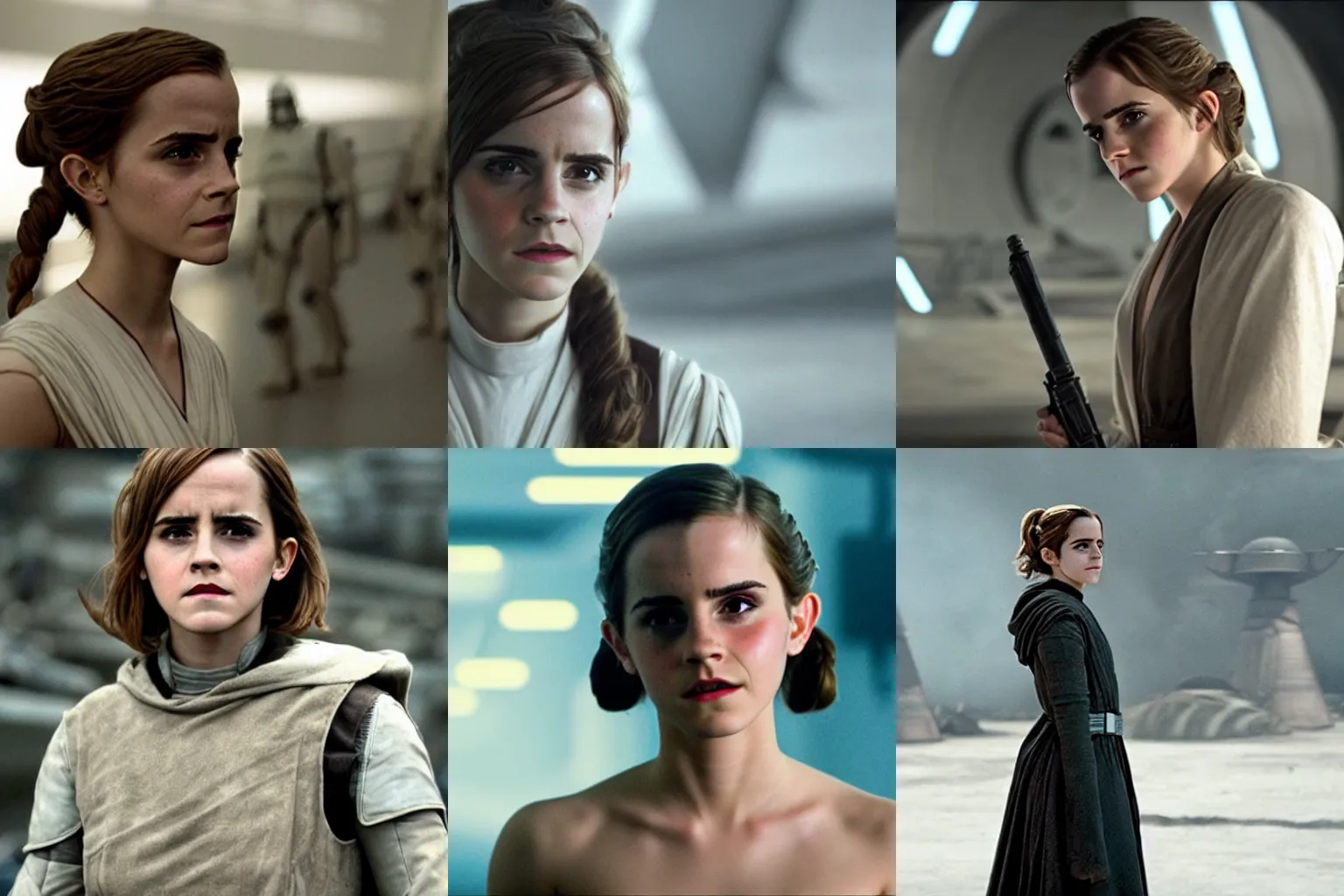 Prompt: Movie still of Emma Watson in Star Wars