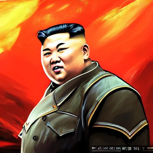 Image similar to portrait of kim - jong un as a spellcaster, league of legends amazing splashscreen artwork, gears of war, propaganda, sovjet, splash art, natural light, elegant, photorealistic facial features, intricate, fantasy, detailed face, atmospheric lighting, anamorphic lens flare, cinematic lighting, league of legends splash art, hd wallpaper, ultra high details by greg rutkowski