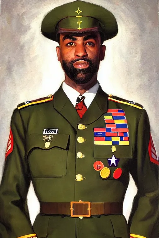 Image similar to full body portrait of the dictator of the los angeles lakers, 1 9 5 5, in full military garb, oil on canvas by william sidney mount, trending on artstation