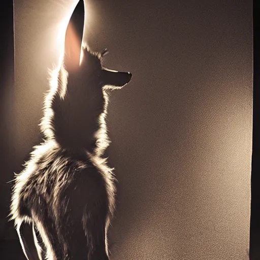 Prompt: portrait of wile e coyote, studio photograph, dramatic lighting