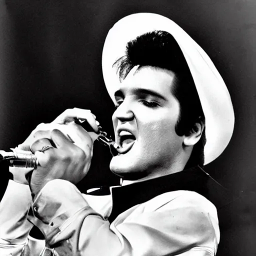 Prompt: elvis presley eating strawberry