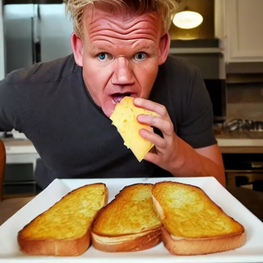 Prompt: Gordon Ramsay microwaving cheese toast