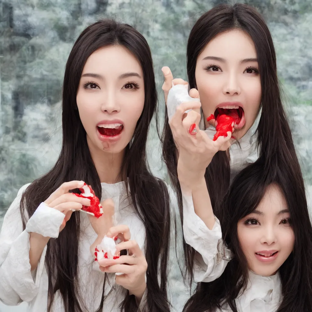 Image similar to angelababy eating a poly-poop