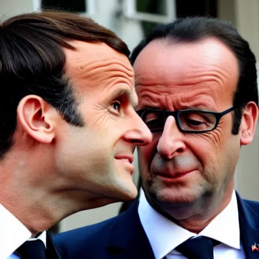 Prompt: Emmanuel macron and François Hollande on dumb and dumber movie cover