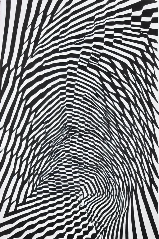 Image similar to godzilla by bridget riley, op art,