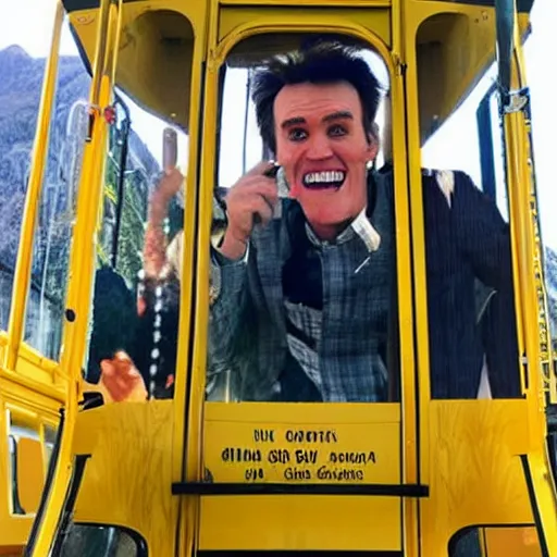 Image similar to a cablecar that looks like jim carrey