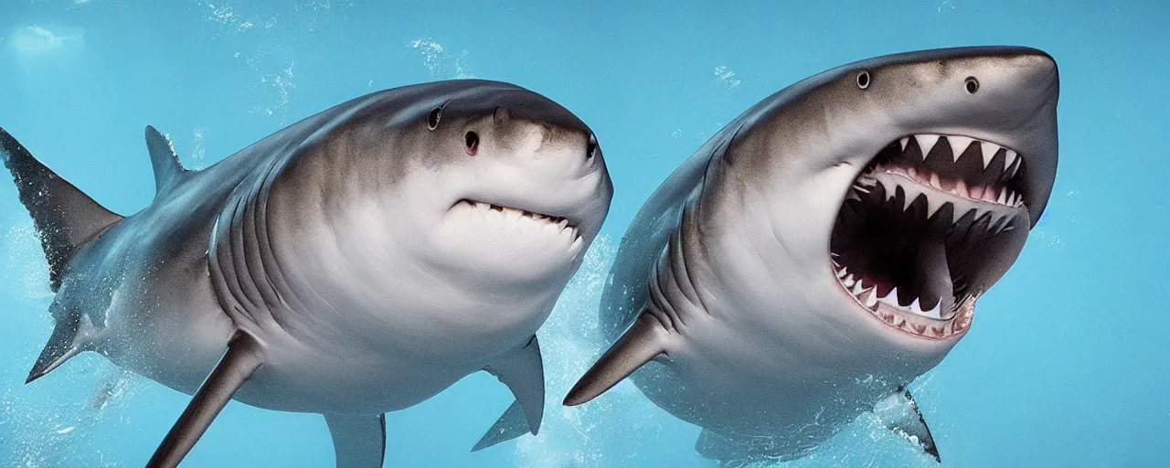 Prompt: high detail close up of one megalodon shark