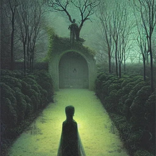 Prompt: a creepy 8K RESOLUTION OIL PAINTING OF a wraith in the rose garden, BY Zdzislaw Beksinski and thomas kinkade