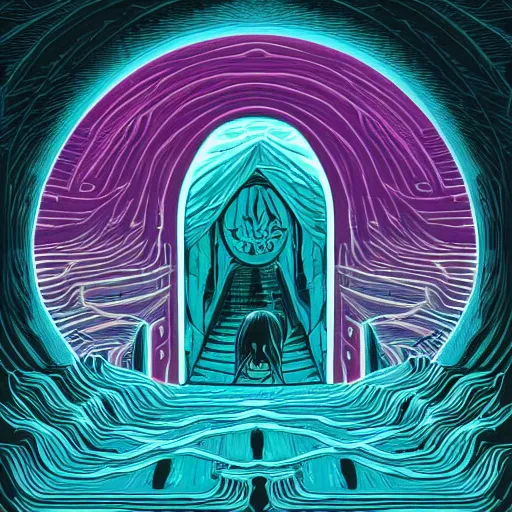 Image similar to a portal the shape of a human by dan mumford