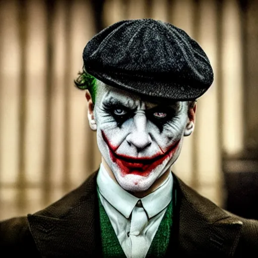 Image similar to The joker in Peaky Blinders very detailed 4K quality super realistic