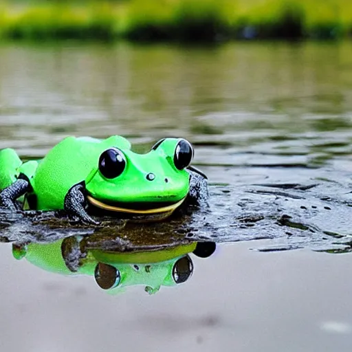 Image similar to robotic frog designed to test for pollution levels in lakes and ponds