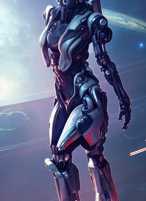 Image similar to photo of a cyborg girl on a space ship, warframe armor, scifi, professionally color graded, interesting angle, sharp focus, 8 k high definition, insanely detailed, intricate, innocent, art by stanley lau and artgerm