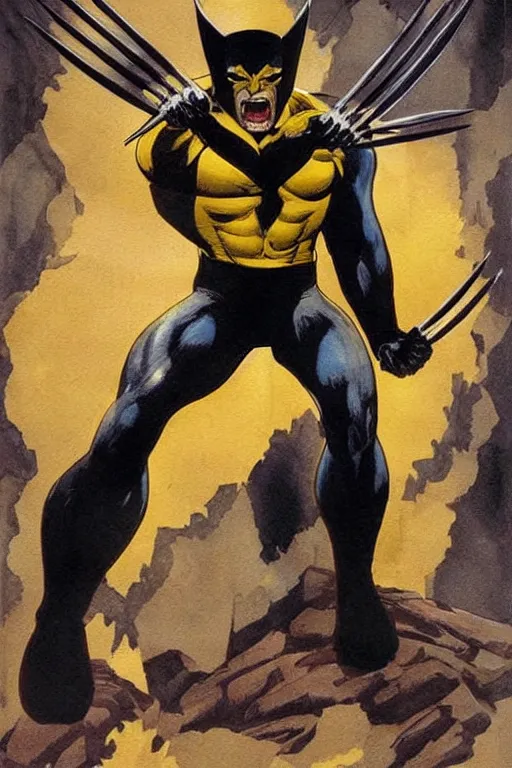 Image similar to Wolverine from the X-Men painting by Ruprecht von Kaufmann